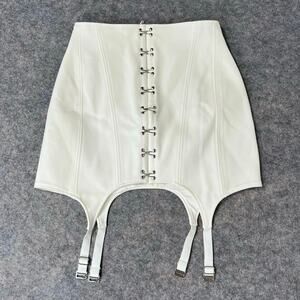 Dion Lee Women’s White Boned Corset Front Hook Closure Garter Mini Skirt Size 8
